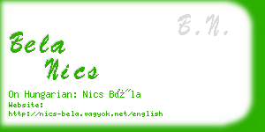 bela nics business card